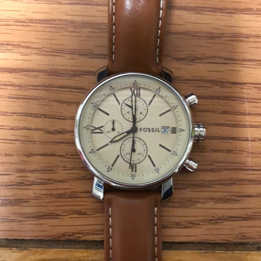 Mens Fossil Brown Leather Watch